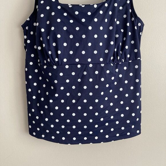 Lands End Womens Square Neck Underwire Tankini Swim Top Polka Dot Blue Size 22W - Picture 5 of 10